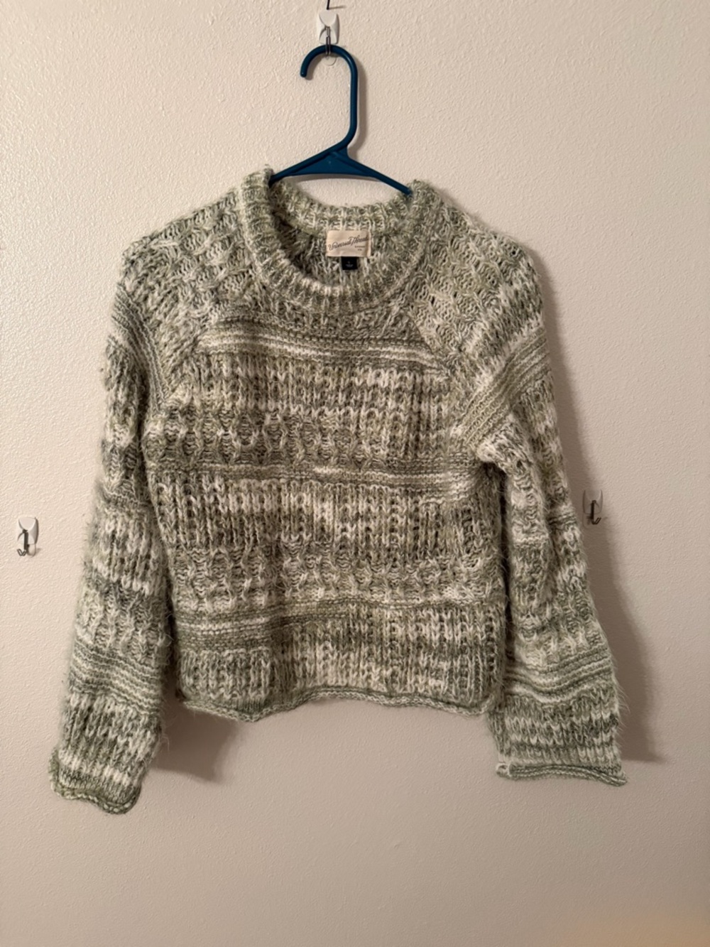Universal Thread Mixed-Knit Crewneck Sweater in Light Sage